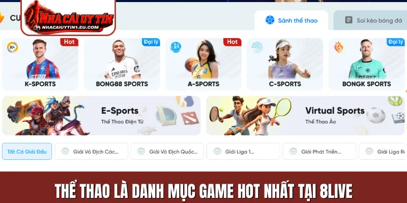 Thể thao là danh mục game hot nhất tại 8Live